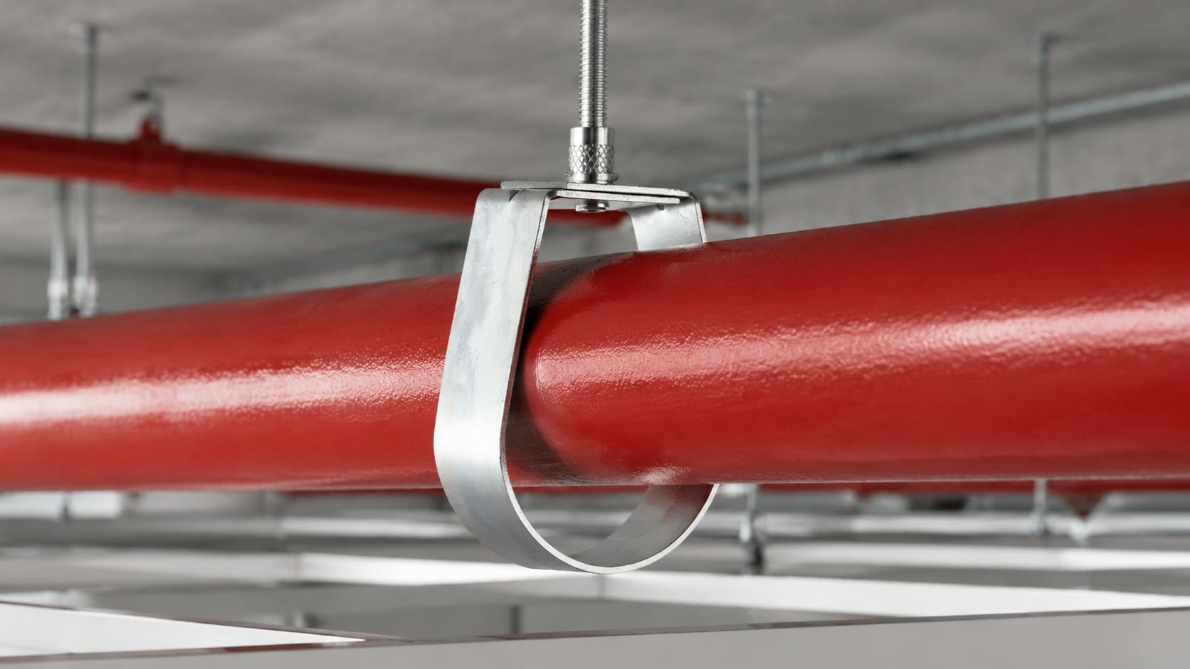 Sprinkler clamp supporting a horizontal fire protection pipe